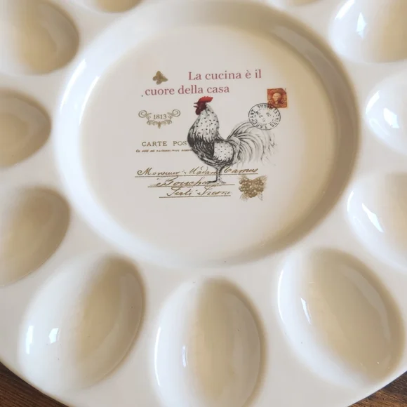 Vtg Maison Du Provence Rooster Ceramic Egg Serving Tray - Picture 2 of 10
